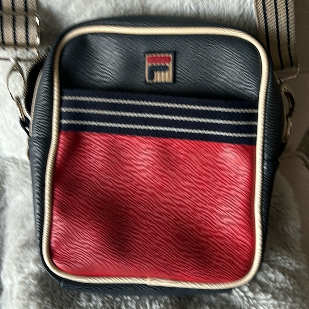Fila vintage crossbody rectangular travel bag in red white blue